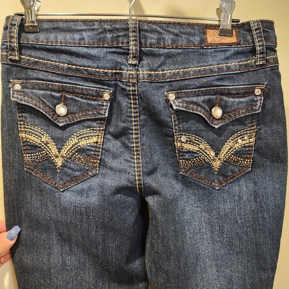 EARL JEANS Women Studded Washed blue Straight legs size 4 - Picture 8 of 11